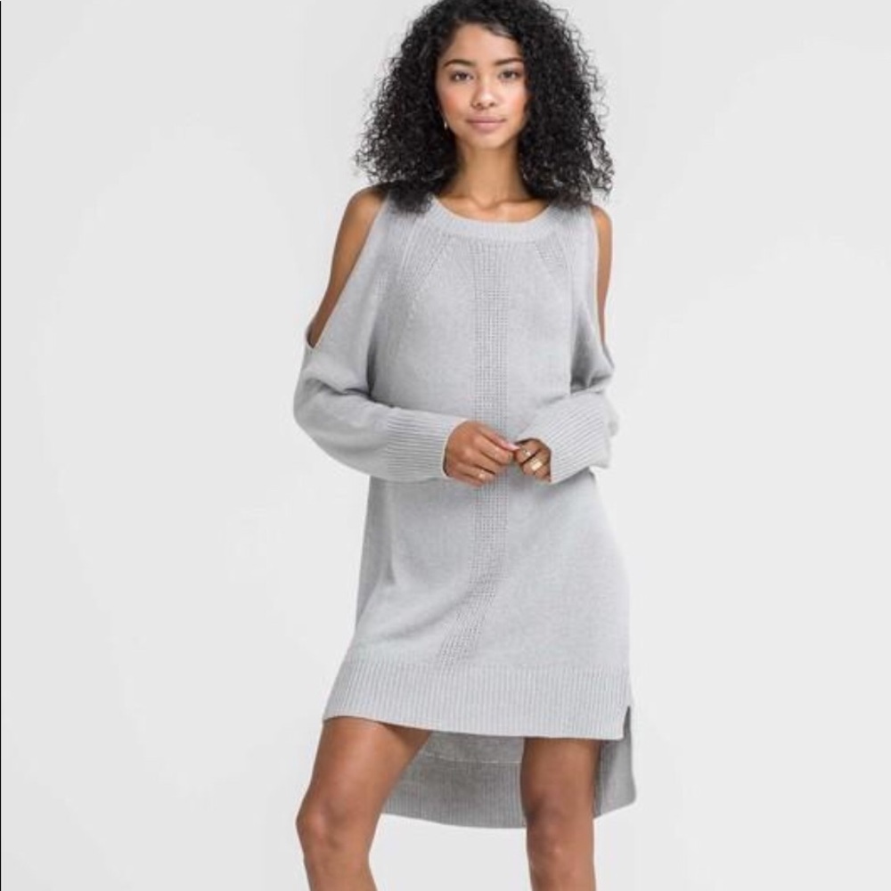 Lush Shredded Back Cold Shoulder Dress